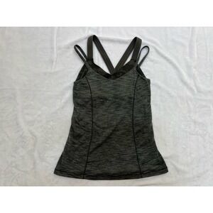 Lululemon Women's 6 Green Heather &‎ Camo Run For Gold Two Layer Tank Top